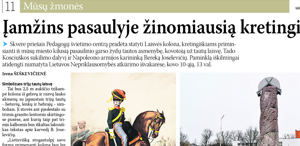 Įamžins pasaulyje žinomiausią kretingiškį Įamžins pasaulyje žinomiausią kretingiškį