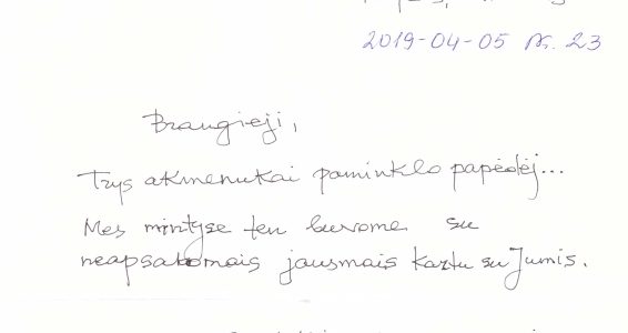 Family of Icchokas Meras Sends Thank-You Note