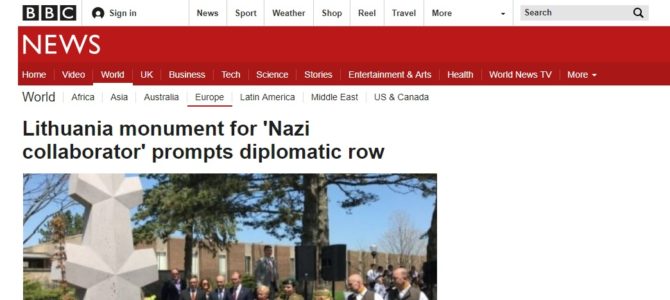 Lithuania Monument for “Nazi Collaborator” Prompts Diplomatic Row