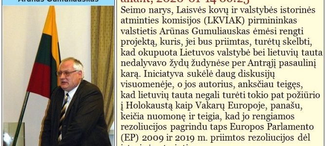 Kas Jūs, daktare Gumuliauskai? Riebūs potėpiai Lietuvos Seimo „Laisvės kovų ir valstybės istorinės atminties komisijos“  pirmininko portretui