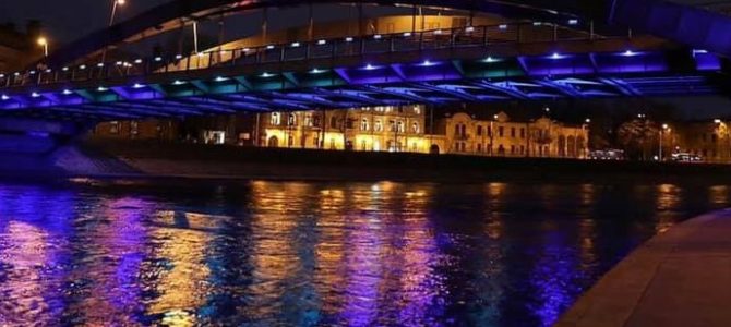 Vilnius Bridges Lit with Israeli Colors for Israeli Independence Day