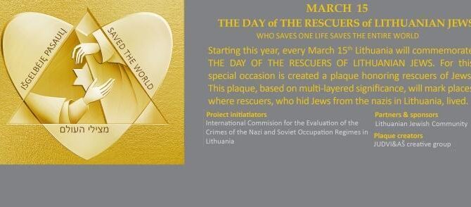 March 15 Is Day of Rescuers of Lithuanian Jews