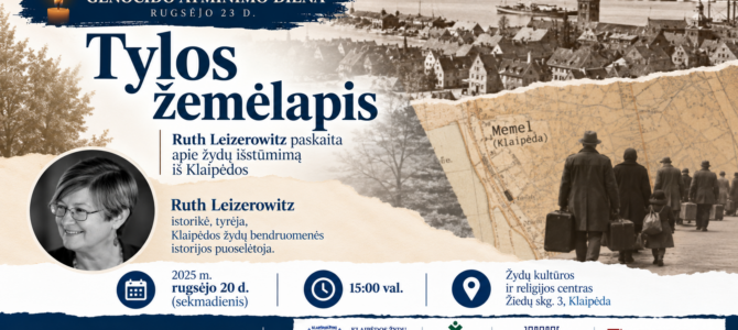 Klaipėdos žydų bendruomenė kviečia: „Tylos žemėlapis“ – paskaita apie žydų išstūmimą iš Klaipėdos